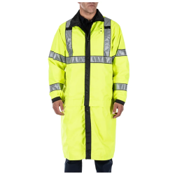 Long Rev Hi-Vis Rain Coat (Black; Large)