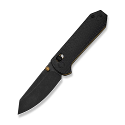 Thumb Stud & Crossbar Lock Knife Black Burlap Micarta Handle (2.88