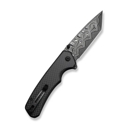 Button Lock Brazen Flipper & Thumb Stud Knife Twill Carbon Fiber Overlay On Black G10 Handle (3.46