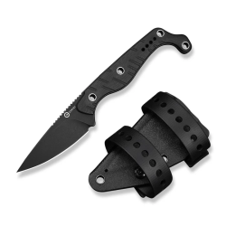 SOKN Fixed Blade Knife Black G10 Handle (2.82