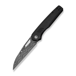 Guile Front Flipper & Thumb Hole Knife Black Canvas Micarta Handle