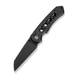 CIVIVI Pragma Prime Thumb Stud & Button Lock Knife Black Aluminum Handle (3.49