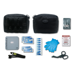 E.T.R. Standard Active Shooter/Bleed Aid Kit with S.T.A.T. Tourniquet (Black) and Nu-Stat Dressing (Plus; Black; MOLLE Pouch)