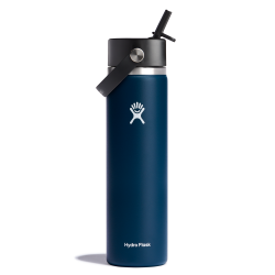 Wide Mouth Insulated Water Bottle w/ Flex Straw Cap (Indigo; 24oz)