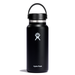 Wide Mouth Insulated Water Bottle w/ Flex Cap (Black; 32oz)