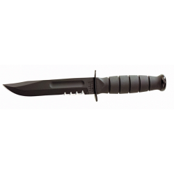 Short Fighting Utility Knife (Serrated; Clip Point; Box; Leather)