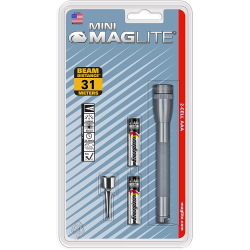 SP22 Mini Maglite 2 AAA-Cell Flashlight w/ Pocket Clip (Gray; Blister)