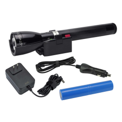 ML150LR Rechargeable LED Flashlight System (System 1 - 120V Converter, 12 Volt DC Cigarette Lighter Adapter; Black)