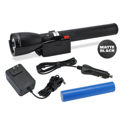 ML150LR Rechargeable LED Flashlight System (System 1 - 120V Converter, 12 Volt DC Cigarette Lighter Adapter; Matte Black)