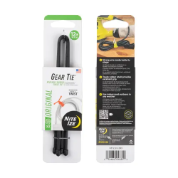 Gear Tie Reusable Rubber Twist Tie (Black; 2 Pack; 12