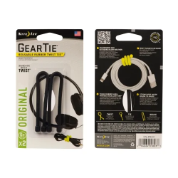 Gear Tie Reusable Rubber Twist Tie (Black; 2 Pack; 6