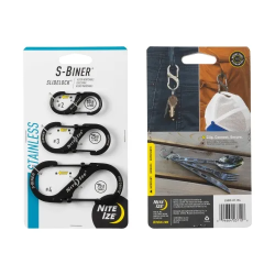 S-Biner Stainless Steel SlideLock - 3 Pack (Black)