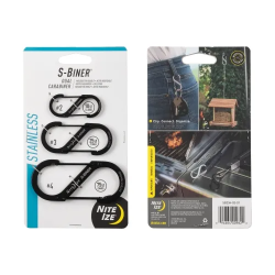S-Biner Stainless Steel Dual Carabiner - 3 Pack (Black)
