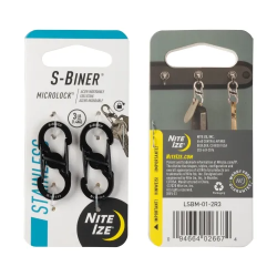 S-Biner Stainless Steel MicroLock (Black; 2 Pack)