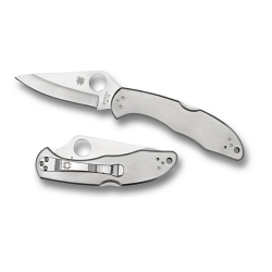 Delica 4 (Satin; Plain; Drop Point; Gray; Stainless Steel)