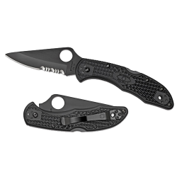 Delica 4 (Black; Serrated; Drop Point; Black; FRN)