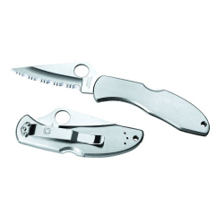 Delica 4 (Satin; Serrated; Drop Point; Gray; Stainless Steel)