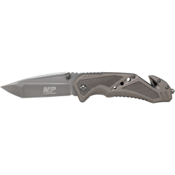 M&P Clip Folder, Liner Lock, Grey Blade and Grey Handle, Strap Cutter, Ceramic Glass Breaker M&P Clip Folder, Liner Lock, Grey Blade and Grey Handle, Strap Cutter, Ceramic Glass Breaker