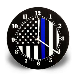 Thin Blue Line American Flag Clock (Thin Blue Line)