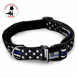 Thin Blue Line Stars & Stripes Collar (Thin Blue Line; American Flag; Large)