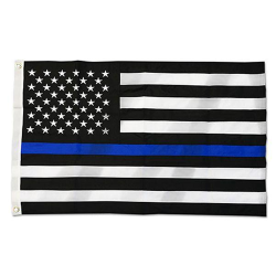 Durasleek Thin Blue Line American Flag, Sewn & Embroidered (Thin Blue Line; American Flag; 2' x 3')