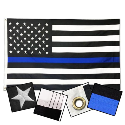 Durasleek Thin Blue Line American Flag, Sewn & Embroidered (Thin Blue Line; American Flag; 3' x 5')