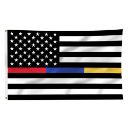 Gold/Blue/Red Line American Flag, 3 x 5 Ft (Thin Blue/Red/Gold Line; American Flag; 3' x 5')