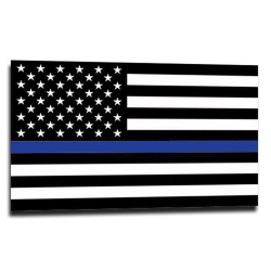 Thin Blue Line American Flag Sticker, 6 x 4 Inches (Thin Blue Line; American Flag; 4