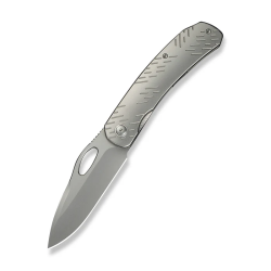 WEKNIFE Inmate Front Flipper & Thumb Hole Knife Gray Titanium Handle & Raindrops (3.7