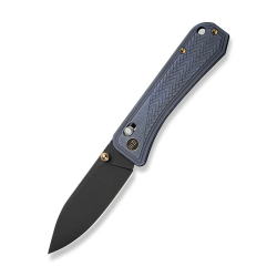 WEKNIFE Bougie Banter Thumb Stud & Crossbar Lock Knife Upscale Art Deco Styling On Blue Titanium Handle (2.91