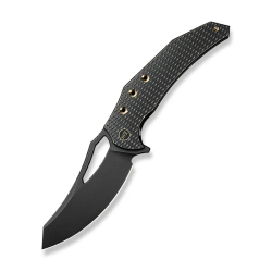 WEKNIFE Epaulette Flipper & Thumb Hole Knife Diamond Patterned Black Titanium Handle (3.45