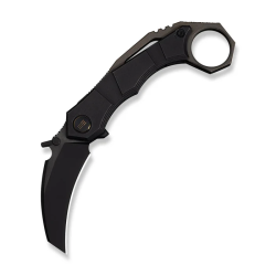 Tayra Flipper Knife Black Titanium Handle Bronze Titanium Integral Backspacer & Finger Ring