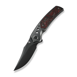 Skynix Flipper & Thumb Stud Knife Polished Gray Titanium Handle With Black & Red Carbon Fiber Inlay Skynix Flipper & Thumb Stud Knife Polished Gray Titanium Handle With Black & Red Carbon Fiber Inlay